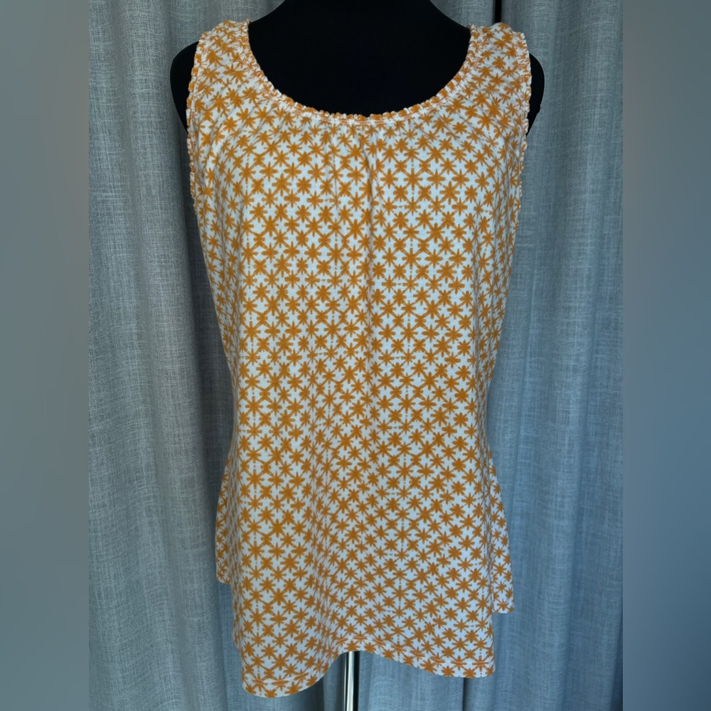 White Orange Print Tank Size XL - Picture 1 of 5